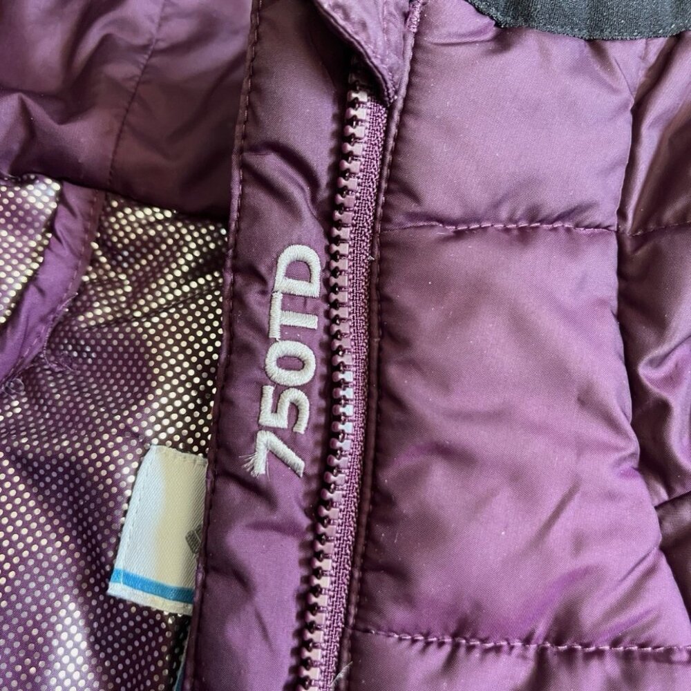 Columbia Jacket Women's Large Purple TurboDown 750TD Omni-Heat Zip Puffer Hooded - Picture 5 of 12